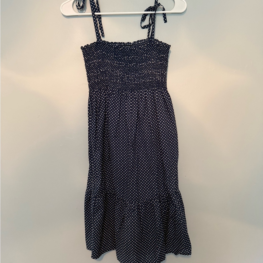 J. Crew Navy Dress with White Polka Dots